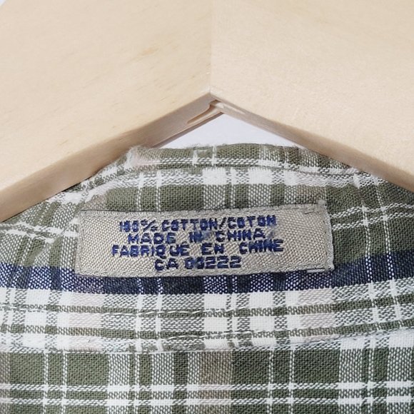 R&R Long Sleeve Casual Button Down Shirt Green Plaid Mens Pocket 17.5 Cotton - Picture 9 of 10
